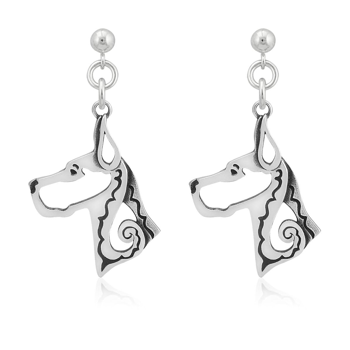 Sterling Silver Great Dane Dog Earrings with Cropped Ears - Handmade Dainty Pet Jewelry for Dog Lovers - Perfect Gift for Great Dane Owners, Pet Memorial, or Dog-Themed Fashion Accessory
