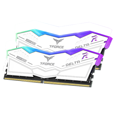 T-Force Delta RGB White 32GB (2x16GB) DDR5 6400MHz Gaming RAM - High Performance Memory for PC Builds, Overclocking, and Gaming Rigs