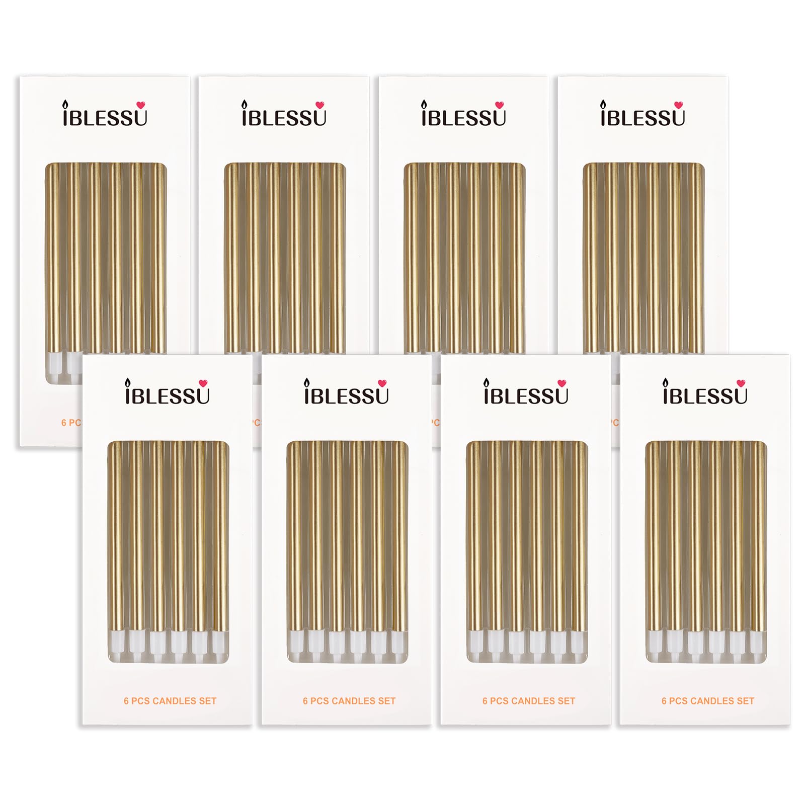 48 Pcs Gold Birthday Candles - Long Tall Cake Candles for Birthday Wedding Party Decorations, Champagne Gold Candles for Cakes, Cupcakes & Desserts