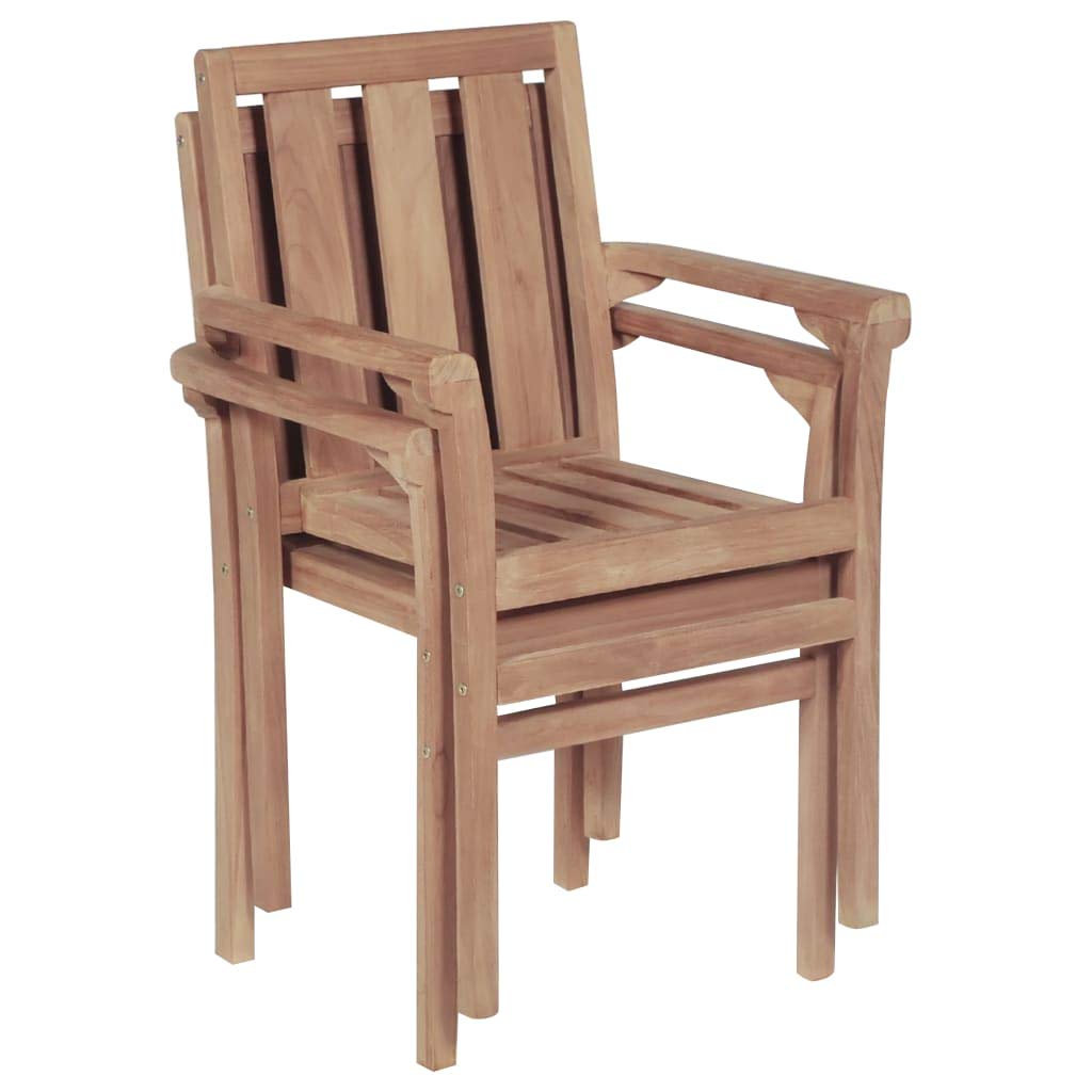 Premium Stackable Garden Chairs Set of 2 - Solid Teak Wood Outdoor Furniture for Patio, Deck, Poolside & Backyard Relaxation