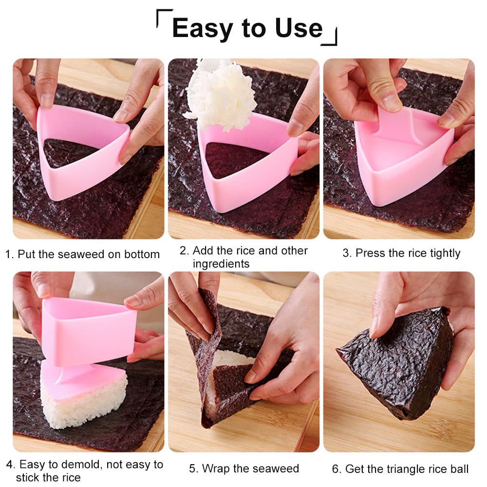 2-Pack Large Onigiri Mold Triangle Sushi Rice Ball Maker - Japanese Bento Lunch Kit for Perfect Rice Balls | Ideal for Home Cooking, Meal Prep & Asian Cuisine Lovers