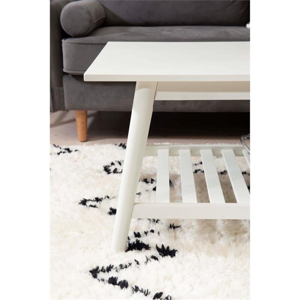 White Linon Samantha Wood Coffee Table - Stylish Living Room Centerpiece for Home Decor & Entertainment