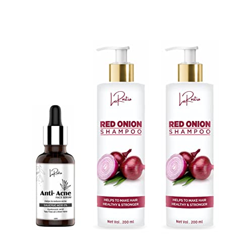2% Salicylic Acid Face Serum with Tea Tree Oil for Acne, Blackheads & Pore Minimizing | Red Onion Hair Growth Shampoo for Hair Fall Control (2-Piece Skincare Set) - Perfect for Daily Acne Treatment & Hair Care Routine