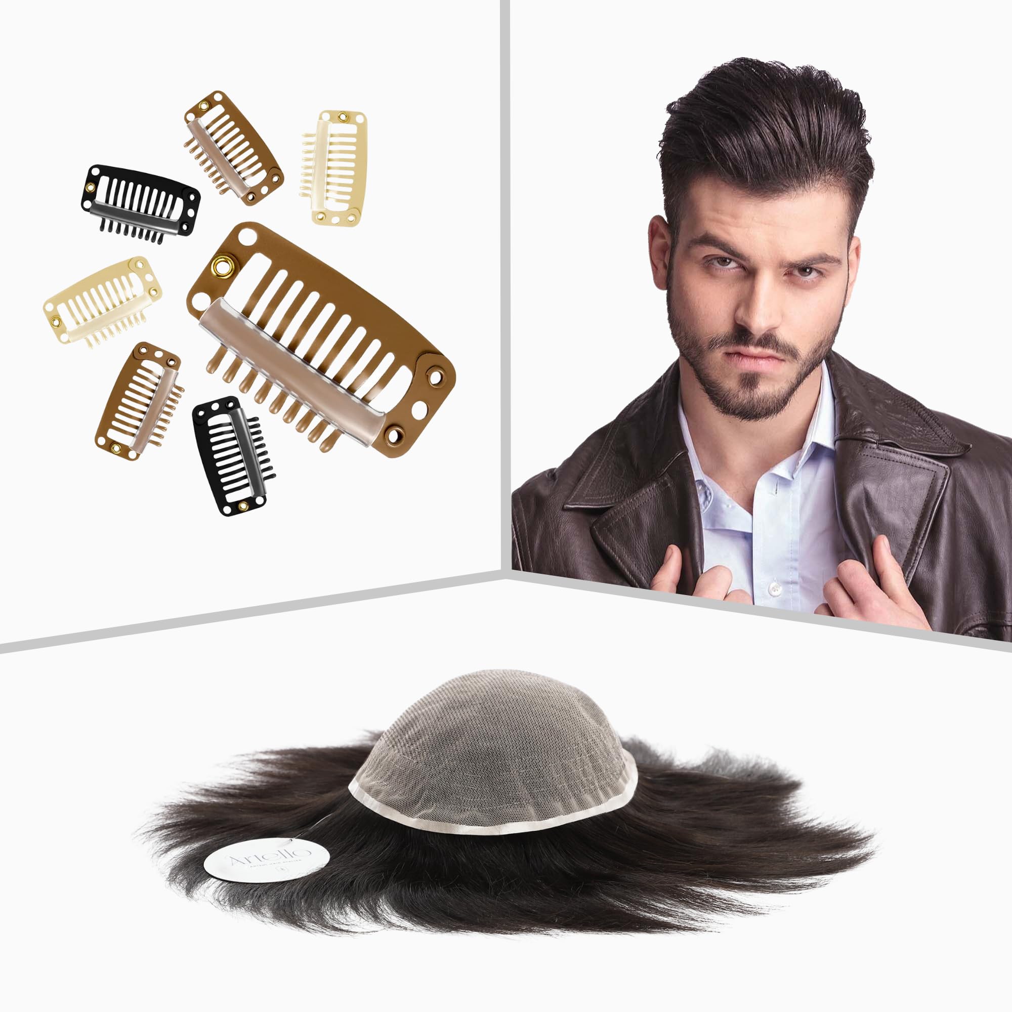 Artello® SNAP CLIPS for Swiss Full Lace Wigs & Hair Extensions - Secure Metal Hair Clips for Men & Women - Easy Sewing & Clipping (6 Pack, Black) - Perfect for Wig Attachment, Hair Wefts & Styling