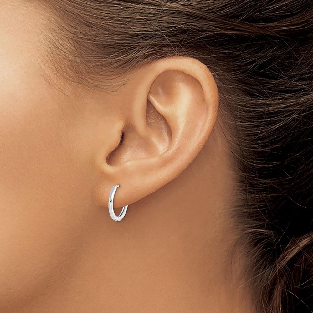 925 Sterling Silver Hinged Hoop Earrings for Women - 0.55 Inch Round Diamond-Cut Design | Hypoallergenic, Durable & Elegant Jewelry Gift | Perfect for Everyday Wear, Parties & Special Occasions