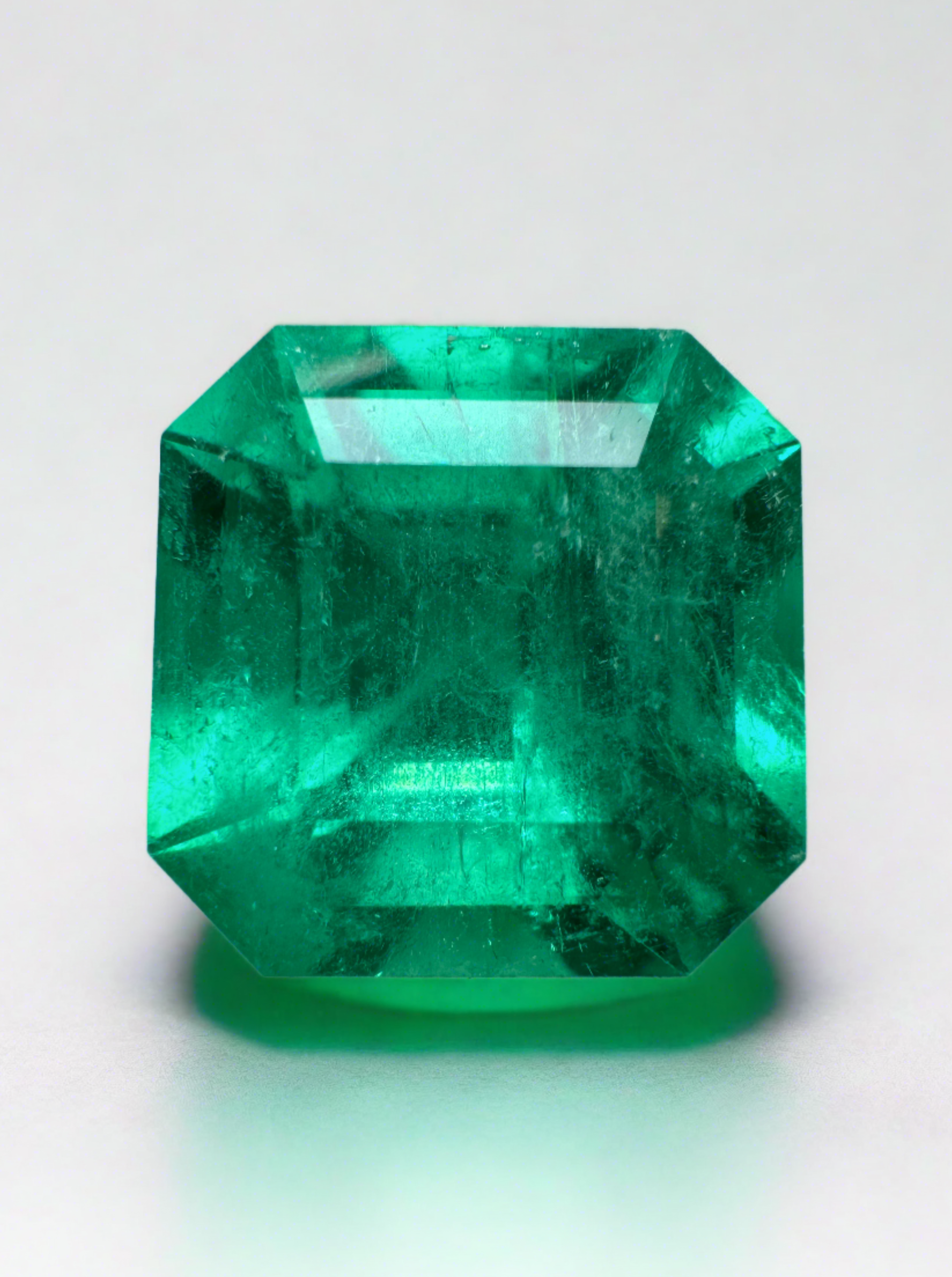 7.38 Carat Intense Bluish Green Natural Colombian Emerald Loose Gemstone - Asscher Cut 11.5x11.5mm for Jewelry Making, Engagement Rings & Luxury Collectibles