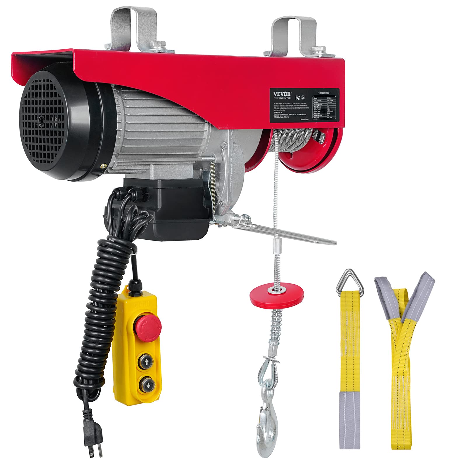 VEVOR 2200lbs Electric Hoist with 14ft Wired Remote Control - 110V Overhead Crane with 40ft Lifting Height for Garage, Warehouse, Factory, Shop & Home Use | Heavy-Duty Lifting Solution for Construction, Automotive Repair & Industrial Applications