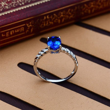 1 Carat Sapphire & Moissanite Diamond Halo Engagement Ring in 14K White Gold - Perfect for Proposals, Anniversaries & Bridal Jewelry