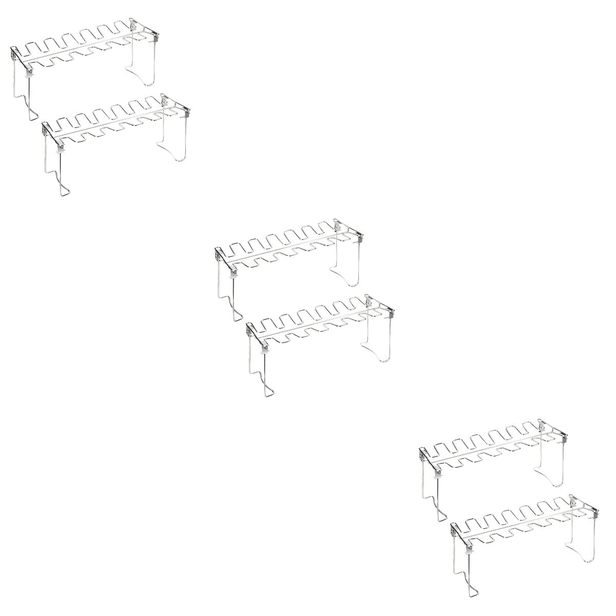 GANAZONO Stainless Steel BBQ Chicken Leg Wing Grill Rack - 6 Piece Non-Stick Drumstick Holder for Outdoor Grilling, Smoker, Oven - Dishwasher Safe & Portable for Camping, Backyard Parties, and Tailgating