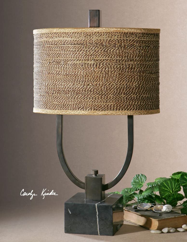 Modern Tall 2-Light Table Lamp with Woven Rattan Oval Drum Shade - On/Off Switch - Perfect for Living Room, Bedroom, or Office Decor