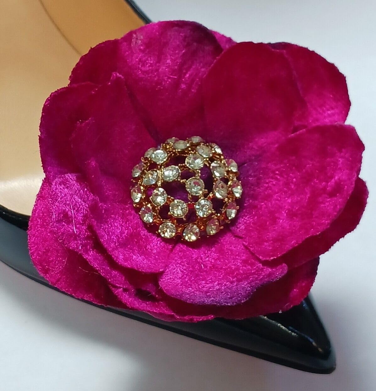 Dark Pink Flower Shoe Clips for Women - 2 Pack Shoe Accessories for Weddings, Parties & Everyday Fashion