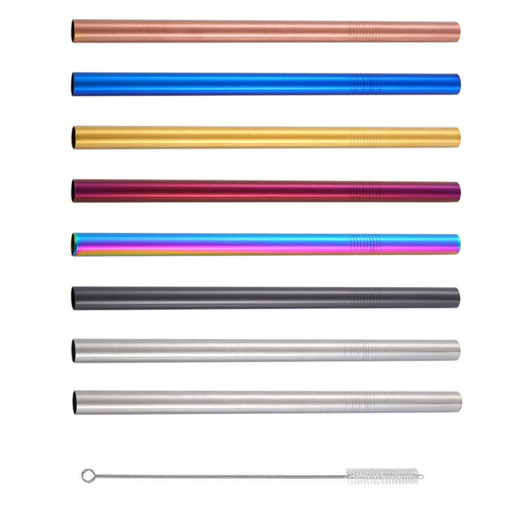 Hemoton 12-Pack Reusable Stainless Steel Straws with Silicone Tips - Eco-Friendly Metal Drinking Straws for Smoothies, Cocktails, Iced Coffee & Kids Drinks - Perfect for Weddings, Parties, Mason Jars & Home Decor