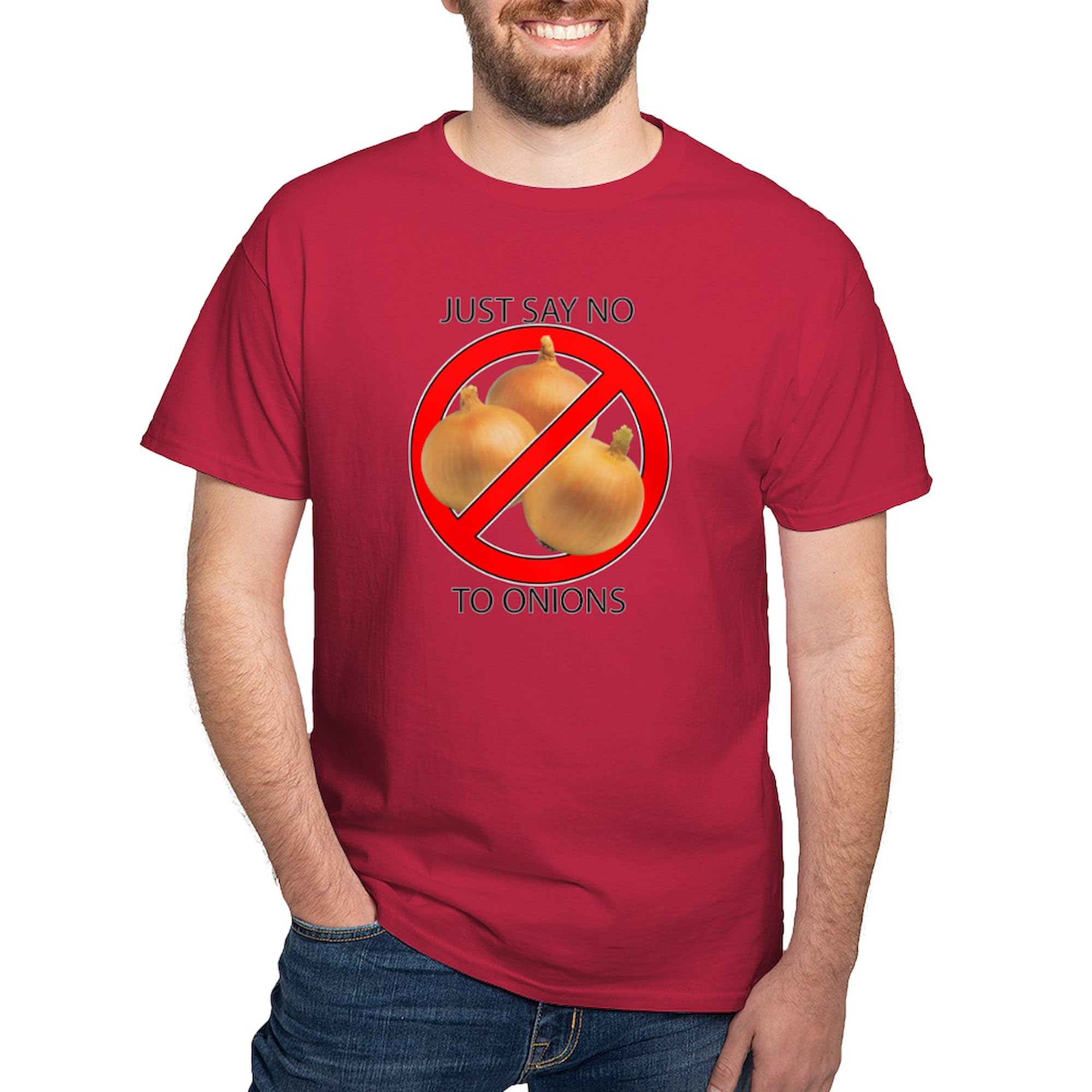 Just Say No to Onions Graphic T-Shirt for Men - 100% Cotton Dark Tee - Funny Anti-Onion Shirt for Casual Wear, Gifts & Onion Haters