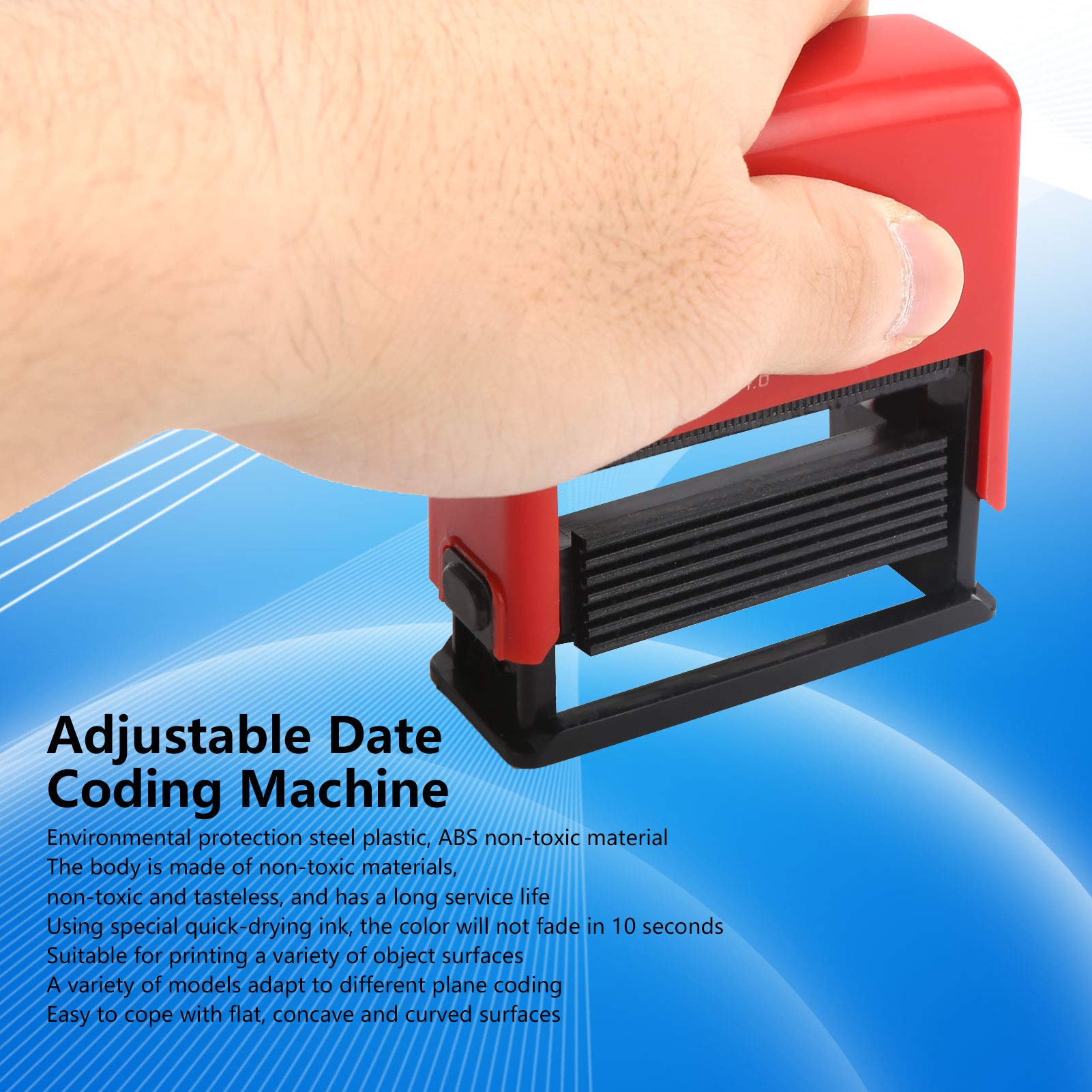 EXCLUZO Portable Ink Date Printer - Adjustable Quick-Drying Expiry Date Stamp Machine for Industrial Barcode, Production & Expiration Coding | Perfect for Food Packaging, Cosmetics Labeling & Warehouse Inventory Management