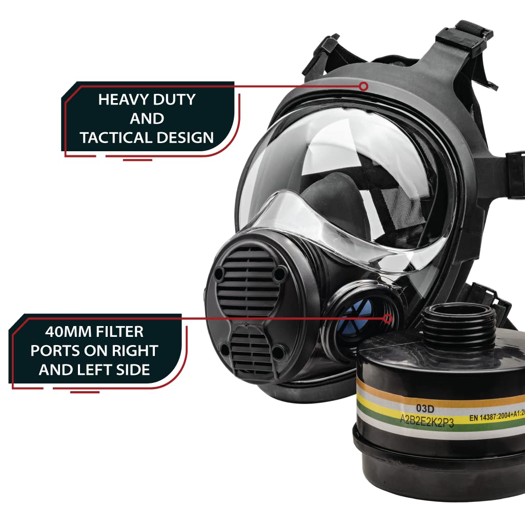 NB-100 Full Face Tactical Respirator - Military Grade Protection for Paintball, Airsoft & Chemical Defense - Ideal for Outdoor Sports & Emergency Preparedness