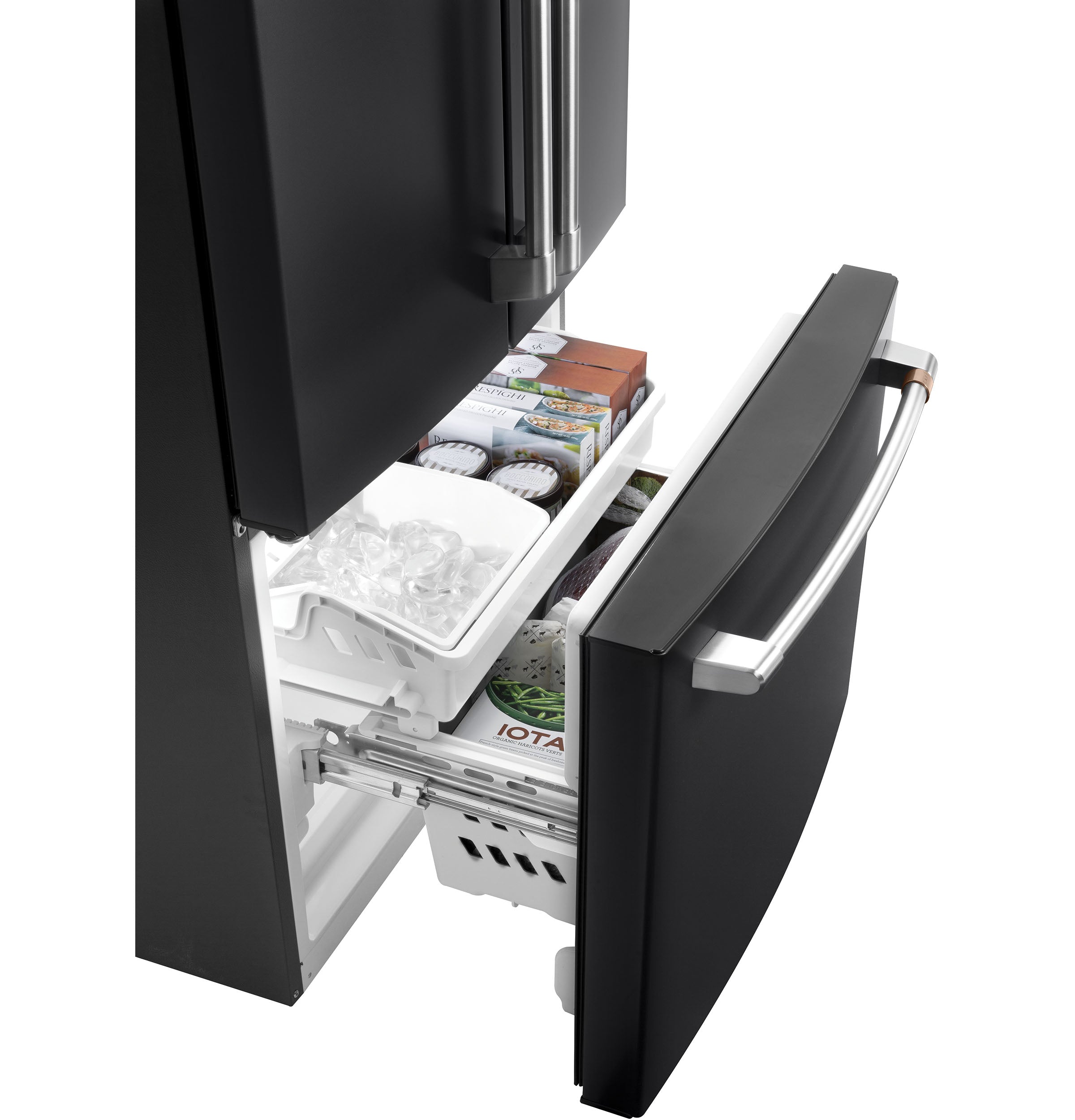 Matte Black 33-Inch Counter Depth French Door Refrigerator - 18.6 Cu. Ft. Energy Efficient Smart Fridge (CWE19SP3ND1) - Perfect for Modern Kitchens & Open-Concept Homes
