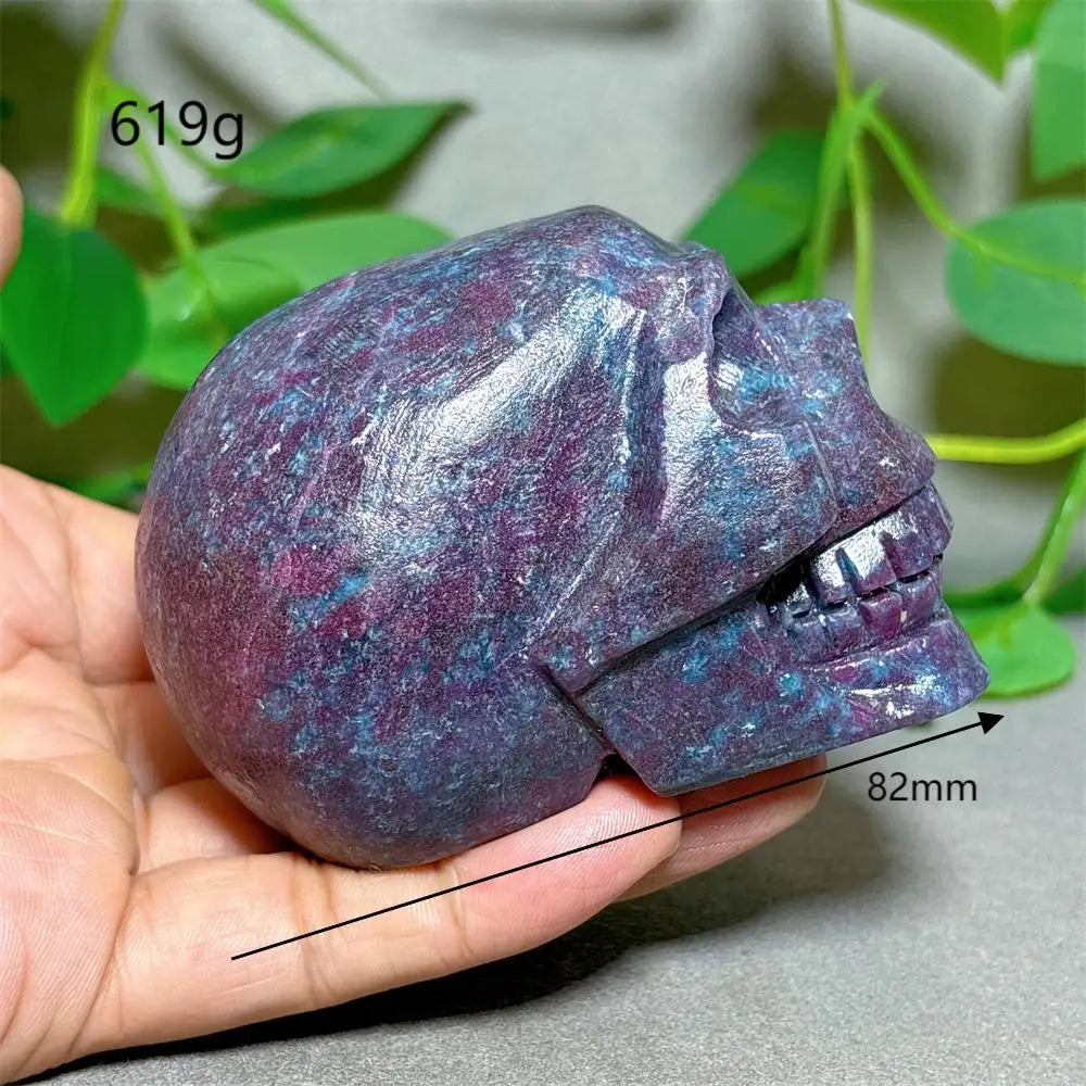 Natural Ruby & Emerald Skull Crystal - Hand Carved Quartz Stone for Energy Healing, Reiki & Home Decor | Halloween, Meditation & Spiritual Gifts