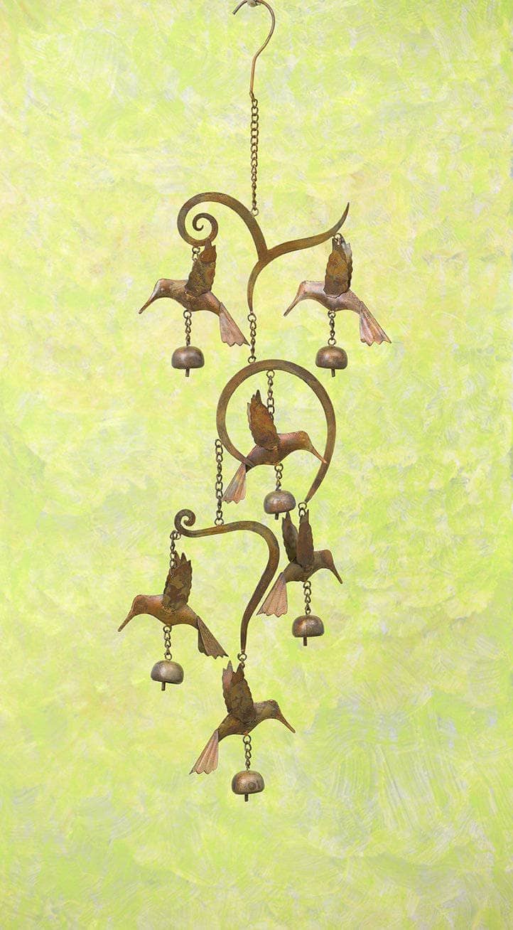 Handcrafted Scrollwork Hummingbird Wind Chime - Outdoor Garden Decor, Patio Hanging Ornament for Relaxation & Meditation | Perfect for Backyard, Porch, and Balcony
