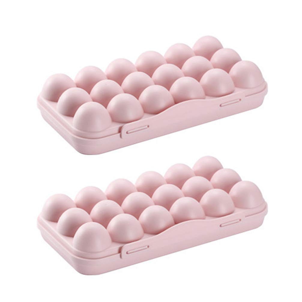 2-Pack Shatterproof Portable Egg Storage Container - Stackable Refrigerator Egg Holder & Organizer (Pink) - Perfect for Kitchen, Camping, Travel & Fridge Organization