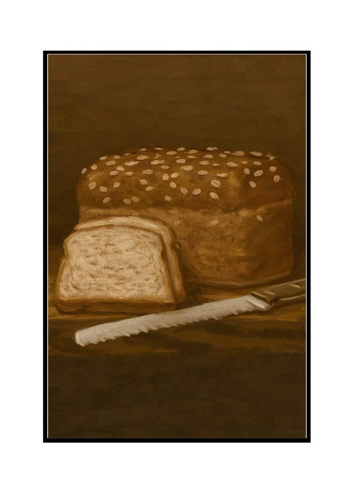 Premium Multi-Grain Bread Oil Painting - 24x36 Inch Framed Gallery Wrapped Canvas Wall Art - Perfect for Kitchen, Dining Room & Farmhouse Decor