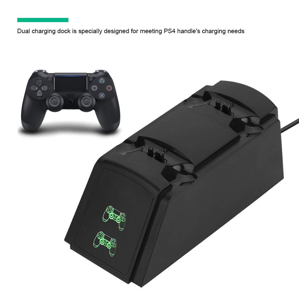 Dual PS4 Controller Charger Station - Fast 2-in-1 USB Charging Dock with LED Indicator for PlayStation 4 Gamepads | Perfect for Multiplayer Gaming & Overnight Charging
