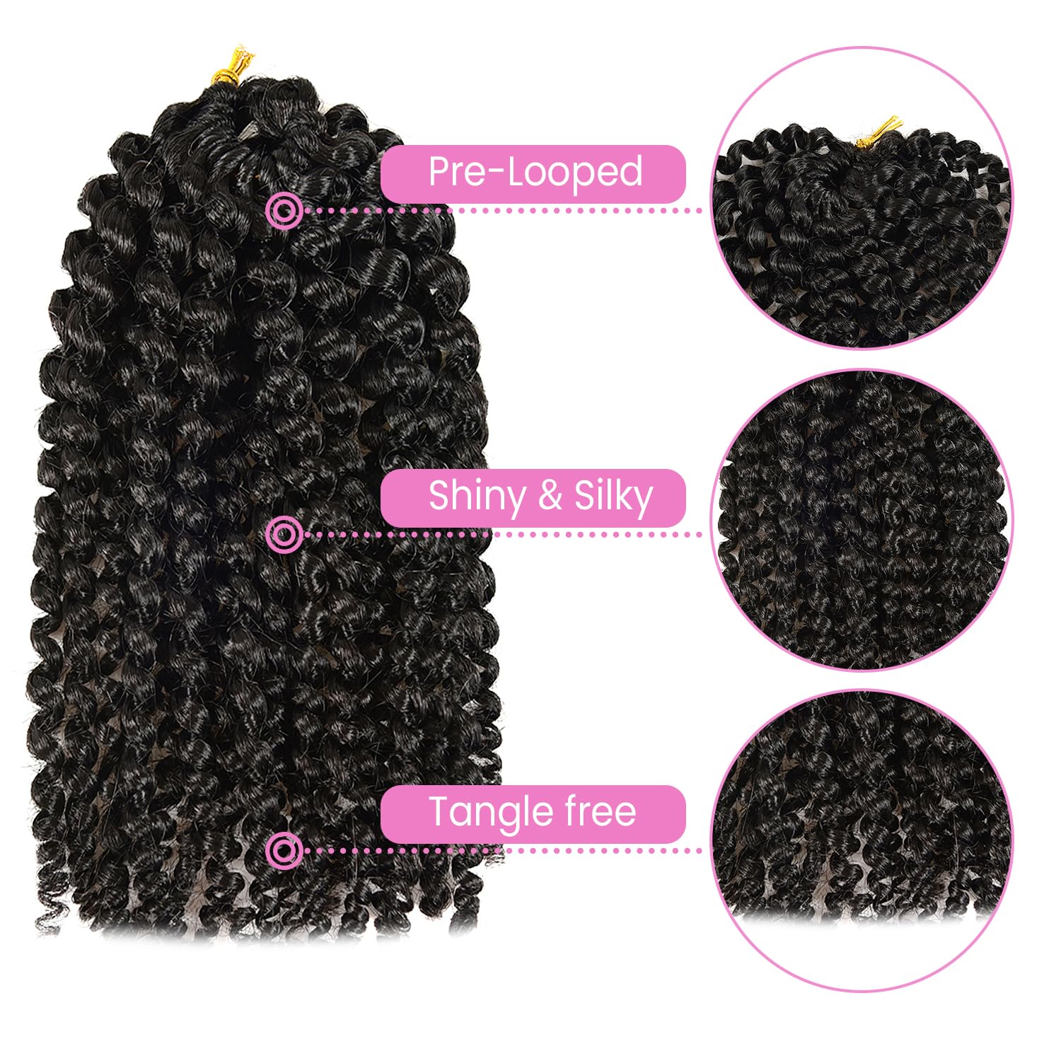 8 Inch Marlybob Crochet Braiding Hair - Afro Kinky-Curly Passion Twist Hair for Black Women (9 Bundles, Black) | Perfect for Protective Styles, Twist Outs & Natural Hair Looks