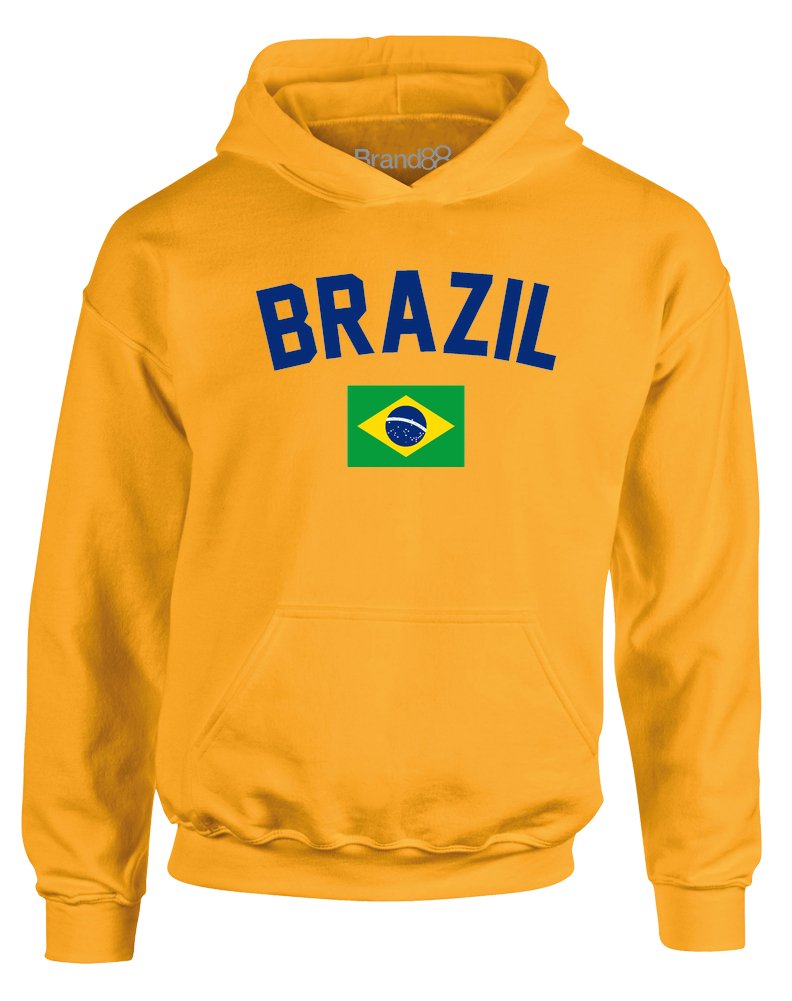 Brand88 - Brazil Fan Printed Kids Hoodie - Comfortable & Stylish for Soccer Games, School & Outdoor Activities