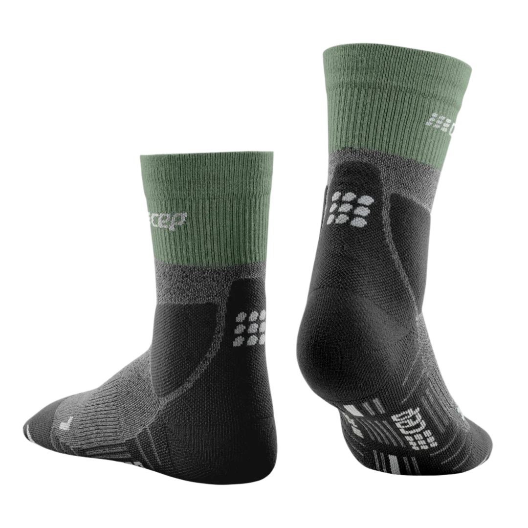 CEP Women's Hiking Merino Wool Mid-Cut Socks - Breathable & Moisture-Wicking for Outdoor Adventures (Green/Grey) - Perfect for Hiking, Camping & Winter Sports