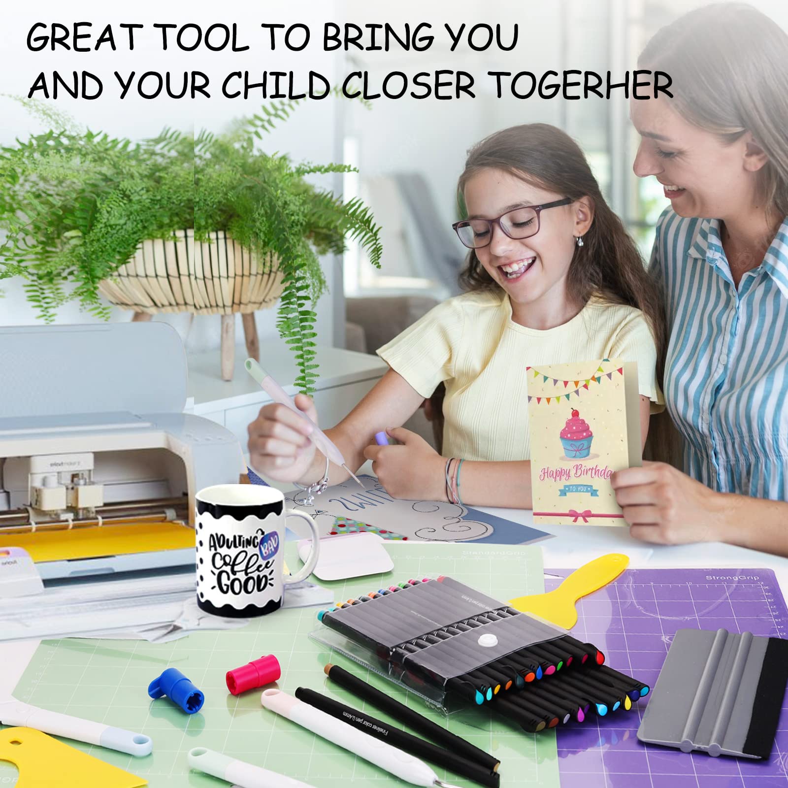**44-Piece Cricut Machine Accessories Bundle - Compatible with Cricut Maker & Explore | Weeding Tool, Colored Pencils, Cutting Mat, Scraper, Ruler & Adapter | Perfect for DIY Crafts, Scrapbooking & Vinyl Cutting**
