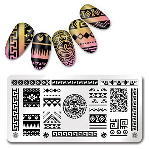 Tribal Design Stamping Template - 12x6cm Rectangle Nail Art Stamp Plate for DIY Manicure & Nail Decoration | Perfect for Nail Salons, Home Use & Gift Ideas