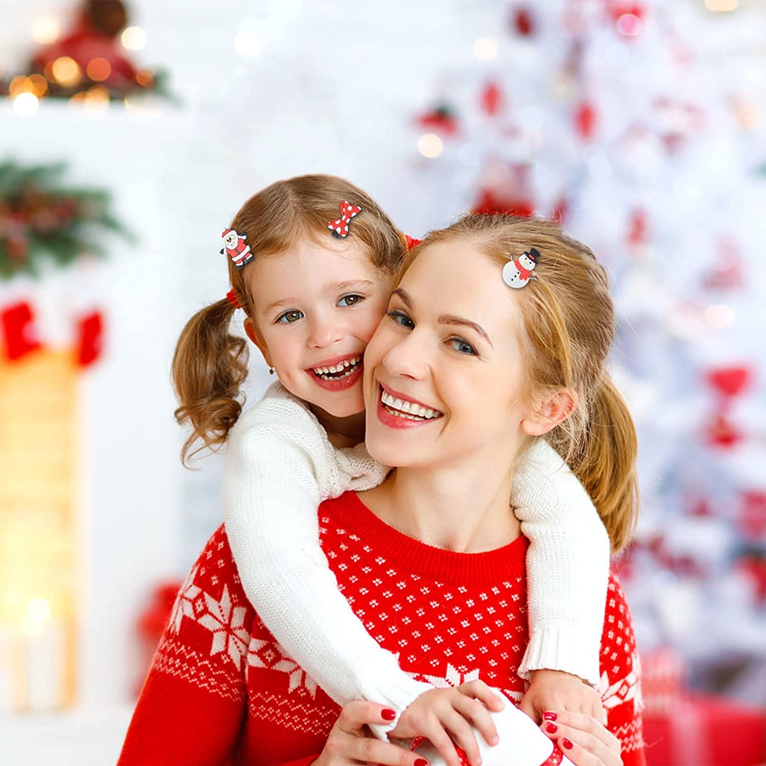 BAKEFY 20-Pack Christmas Hair Clips for Girls - Safe & Cute Holiday Hair Accessories with Butterfly & Moose Designs - Perfect for Gifts, Parties & School Events