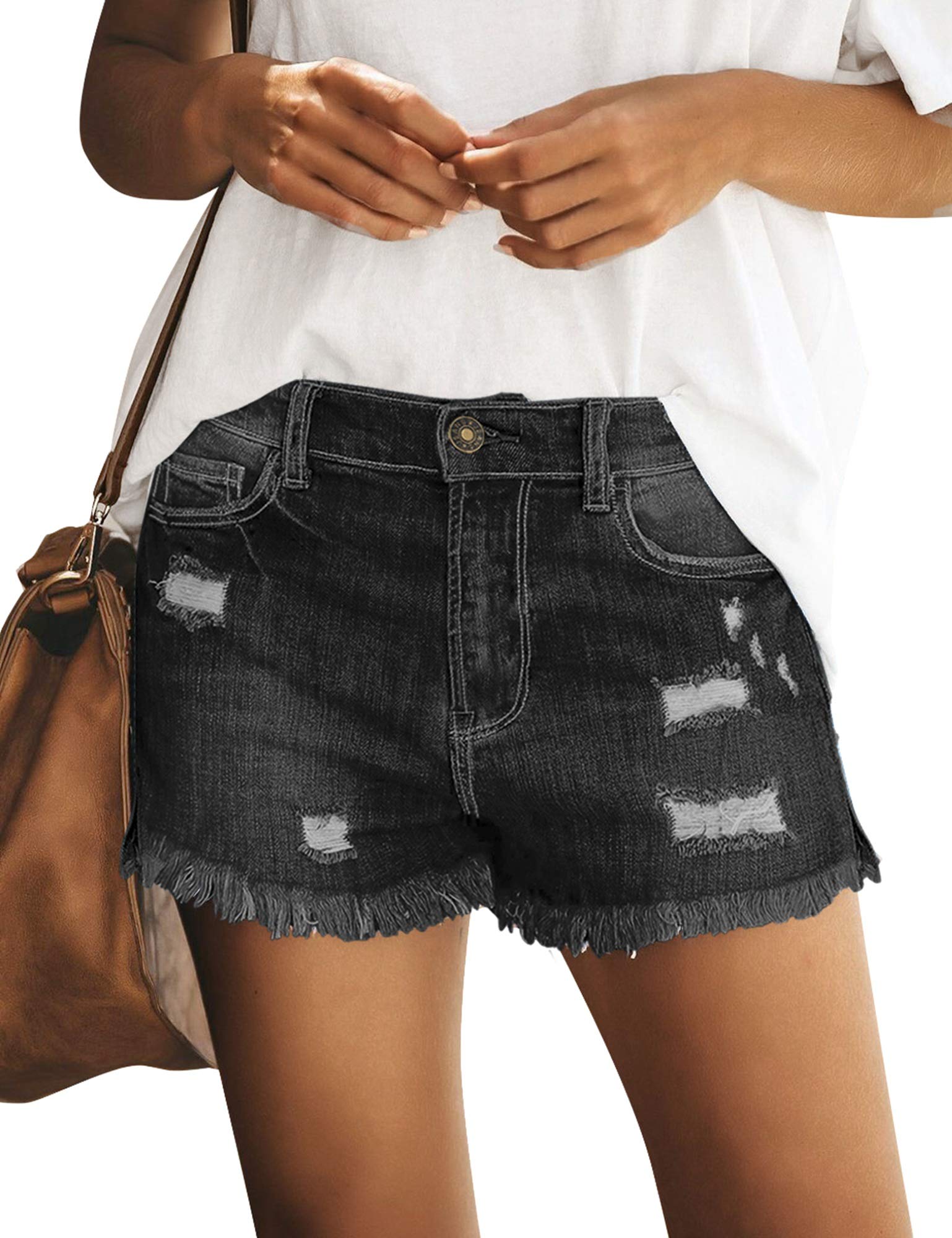 Stylish Women's Distressed Denim Shorts - High Waisted Ripped Jean Shorts for Summer | Perfect for Casual Outings, Beach Trips & Street Style Fashion