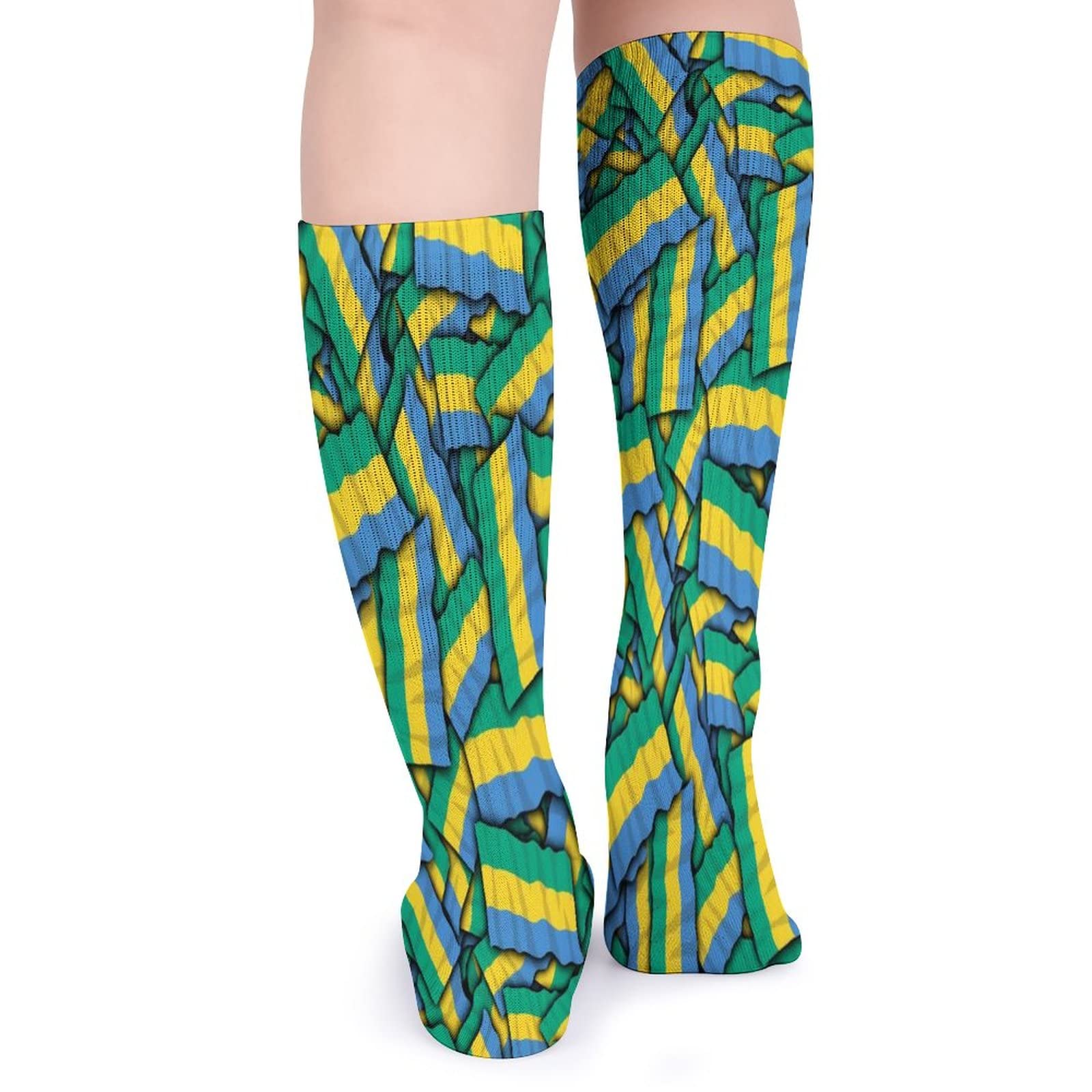 Gabon Flag Casual Socks - Moisture Wicking & Breathable Athletic Socks for Men & Women (5 Pairs) - Perfect for Running, Gym Workouts & Everyday Wear