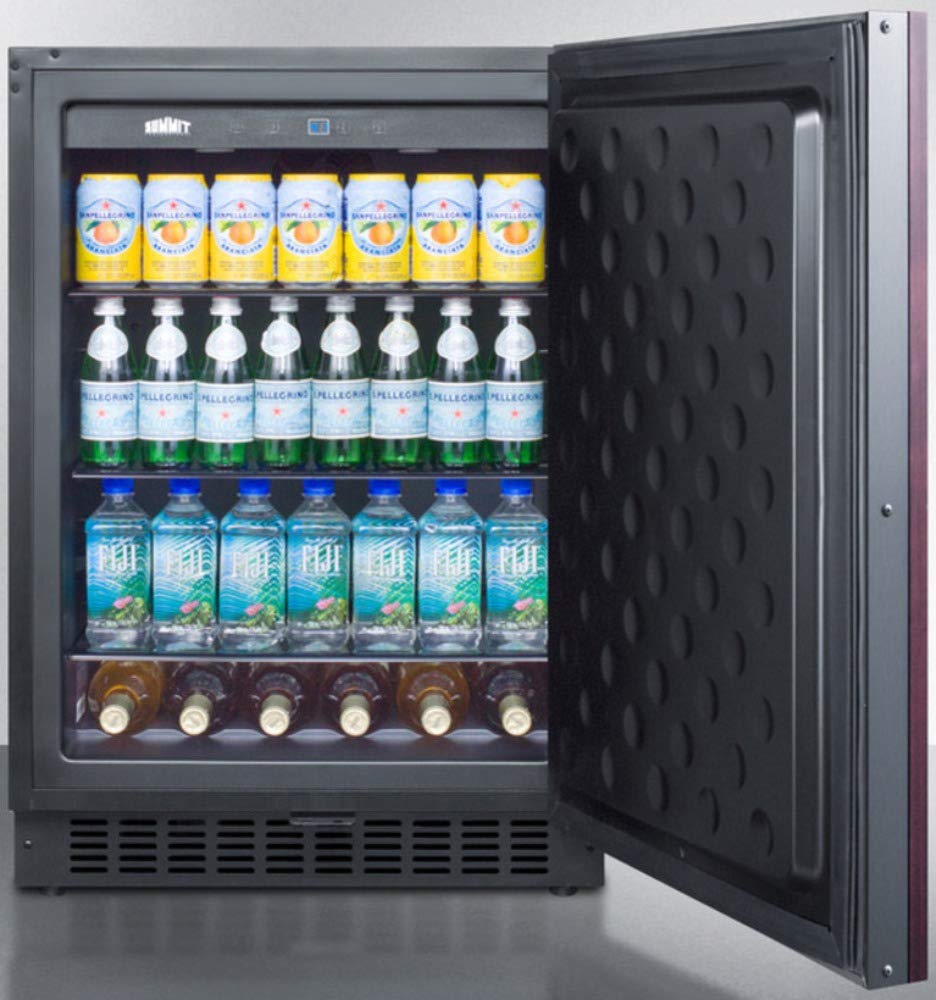 Summit FF64BIF 64 Bottle Wine and Beverage Cooler Refrigerator - Brown Wood Finish - Perfect for Home Bar, Basement, or Restaurant Wine Storage