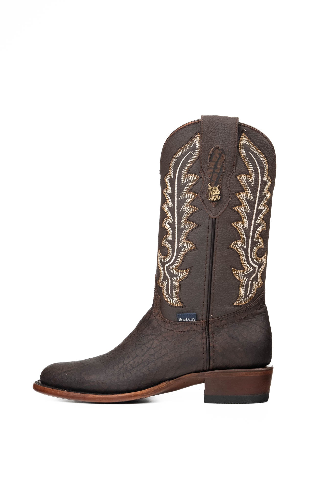 Midland Bull Neck Round Toe Cowboy Boots for Men - Western Style Leather Work Boots with Comfortable Fit - Perfect for Rodeo, Ranch Work & Country Fashion