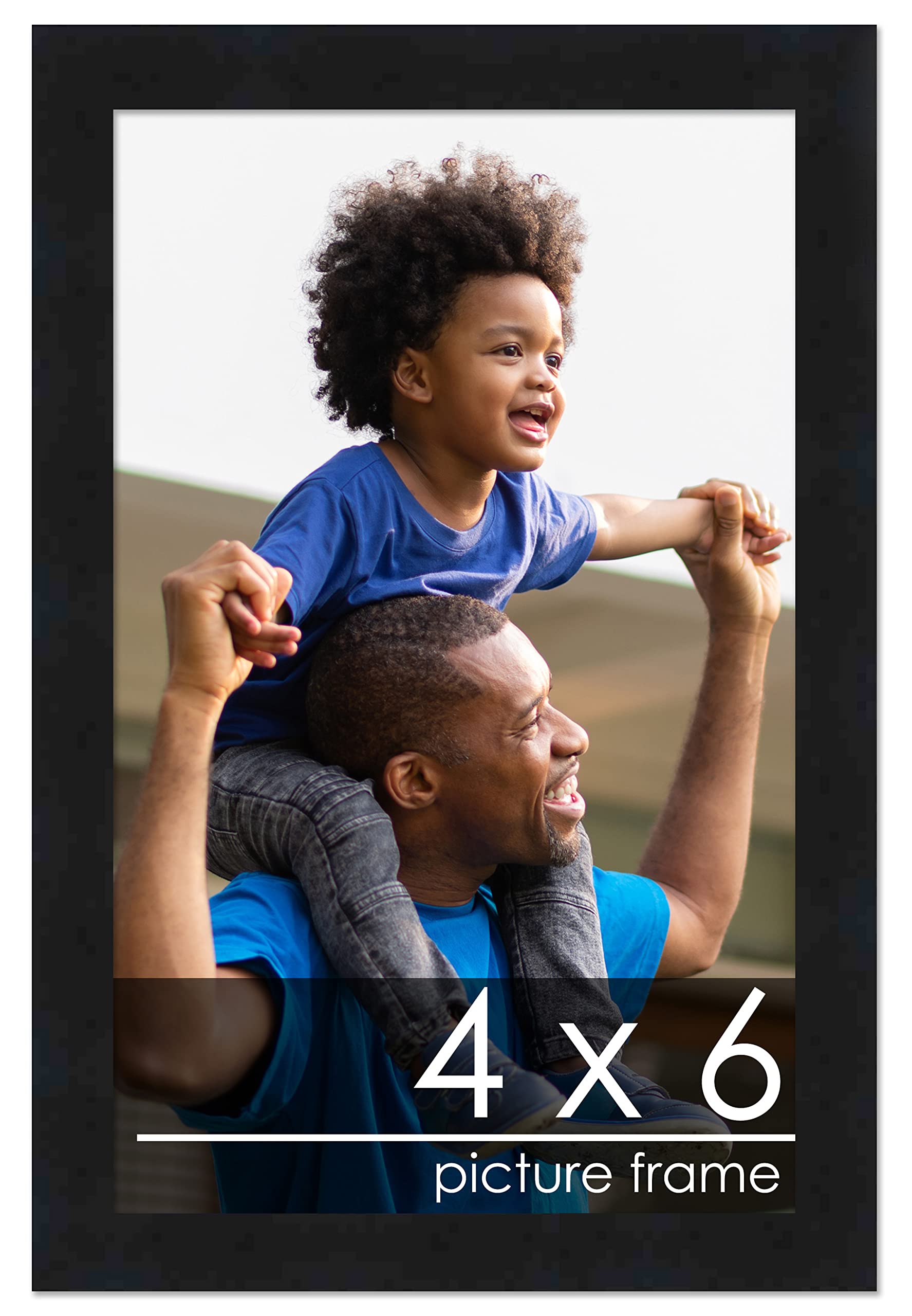 4x6 Contemporary Black Wood Picture Frame with UV Acrylic - Wall Decor for Photos, Artwork & Posters - Perfect for Home, Office & Gallery Display