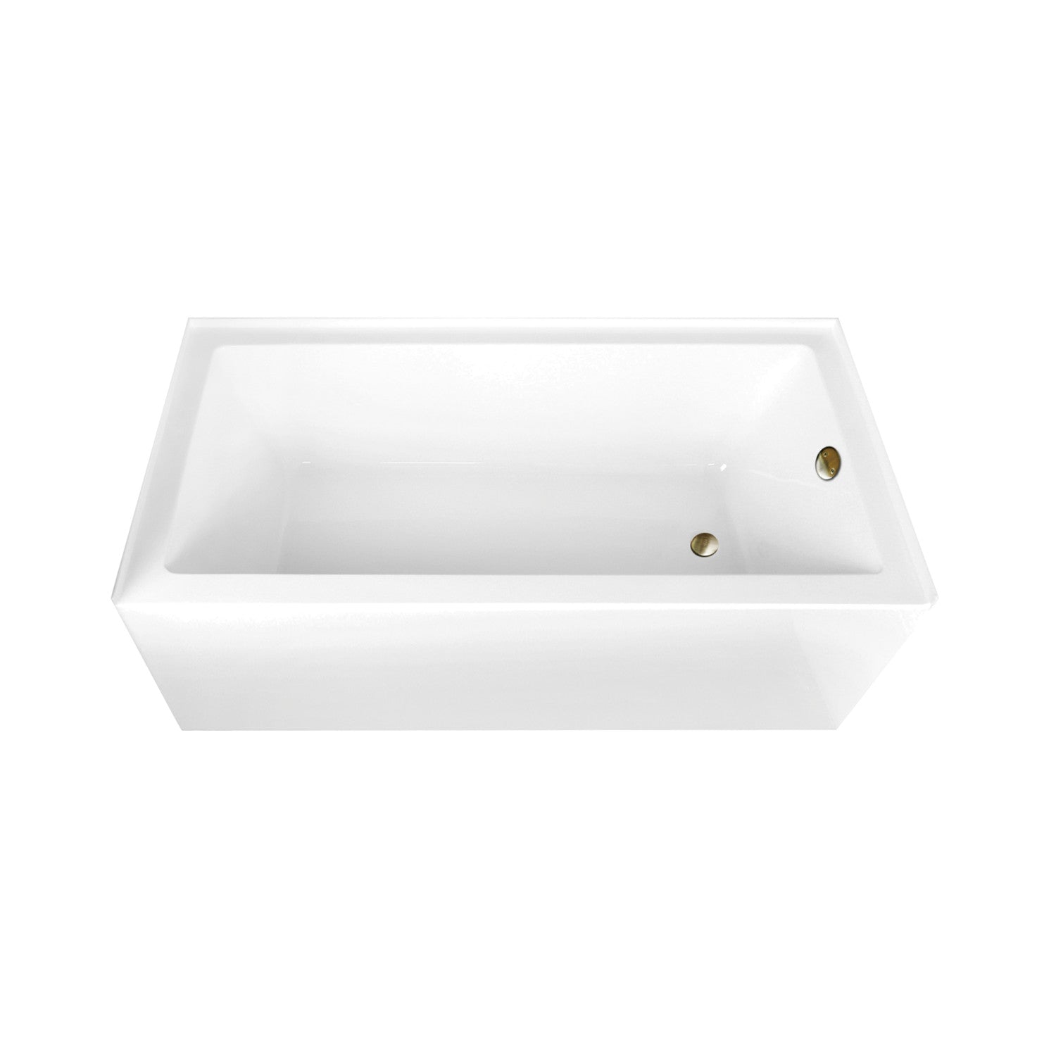 Aqua Eden 66 Inch Acrylic Rectangular 3 Wall Alcove Bathtub Combo with Waste & Overflow Drain - Glossy White/Antique Brass (Right Hand Drain) - Perfect for Modern Bathroom Renovations and Spa-Like Retreats