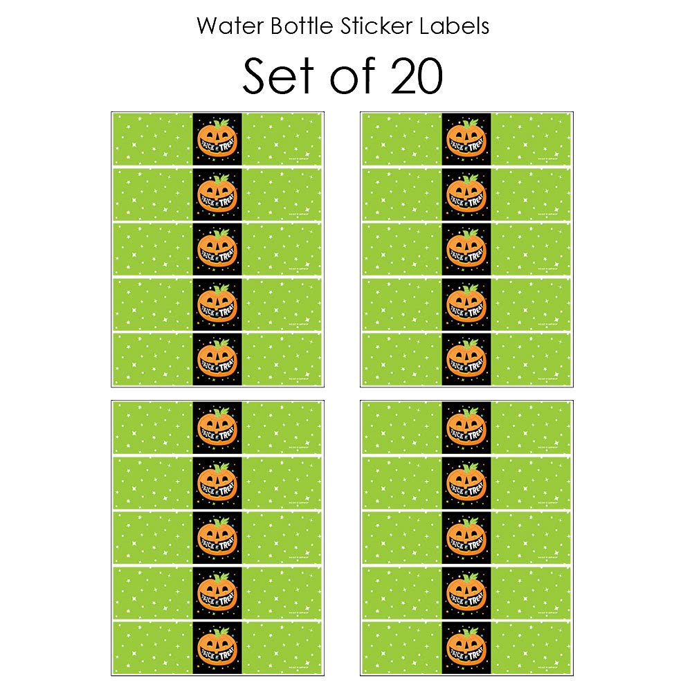 Big Dot of Happiness Jack-O'-Lantern Halloween Stickers - 20-Pack Water Bottle Labels for Kids Halloween Party Decorations & School Classroom Activities