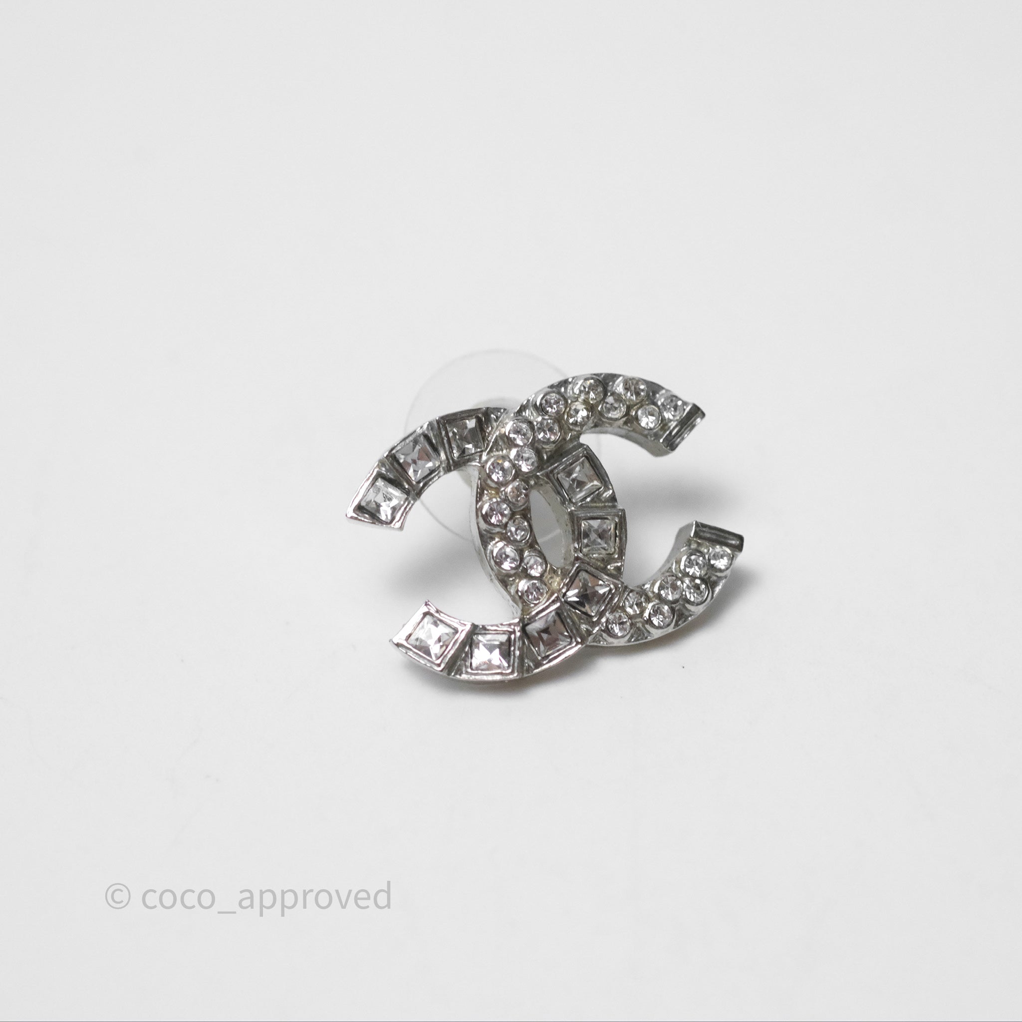 Chanel CC Crystal Stud Earrings in Silver Tone - 14C - Elegant Jewelry for Parties, Weddings & Special Occasions