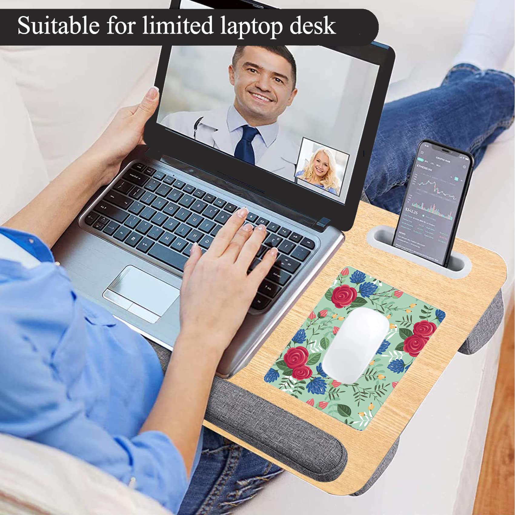 6x8 Inches Mini Mouse Pad - Non-Slip Rubber Base, Portable Square Mousepad for Wireless Mouse & Laptops - Waterproof, Durable for Travel, Home & Office Use (Red Rose Flowers Design) - Perfect for Gaming, Work & Study