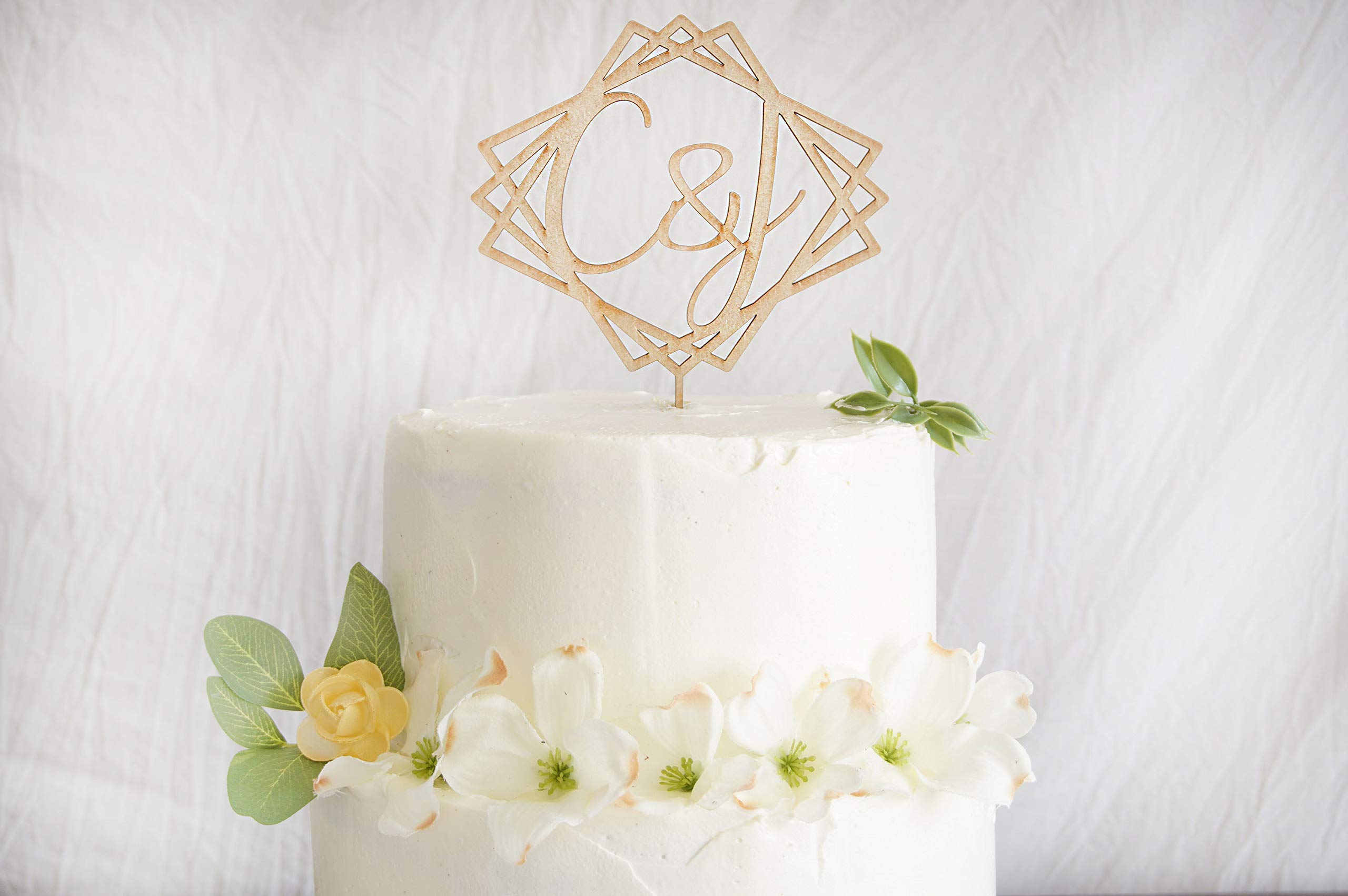 Custom Geometric Wedding Cake Topper with Initials - Elegant Anniversary Cake Decoration for Weddings, Anniversaries & Special Celebrations