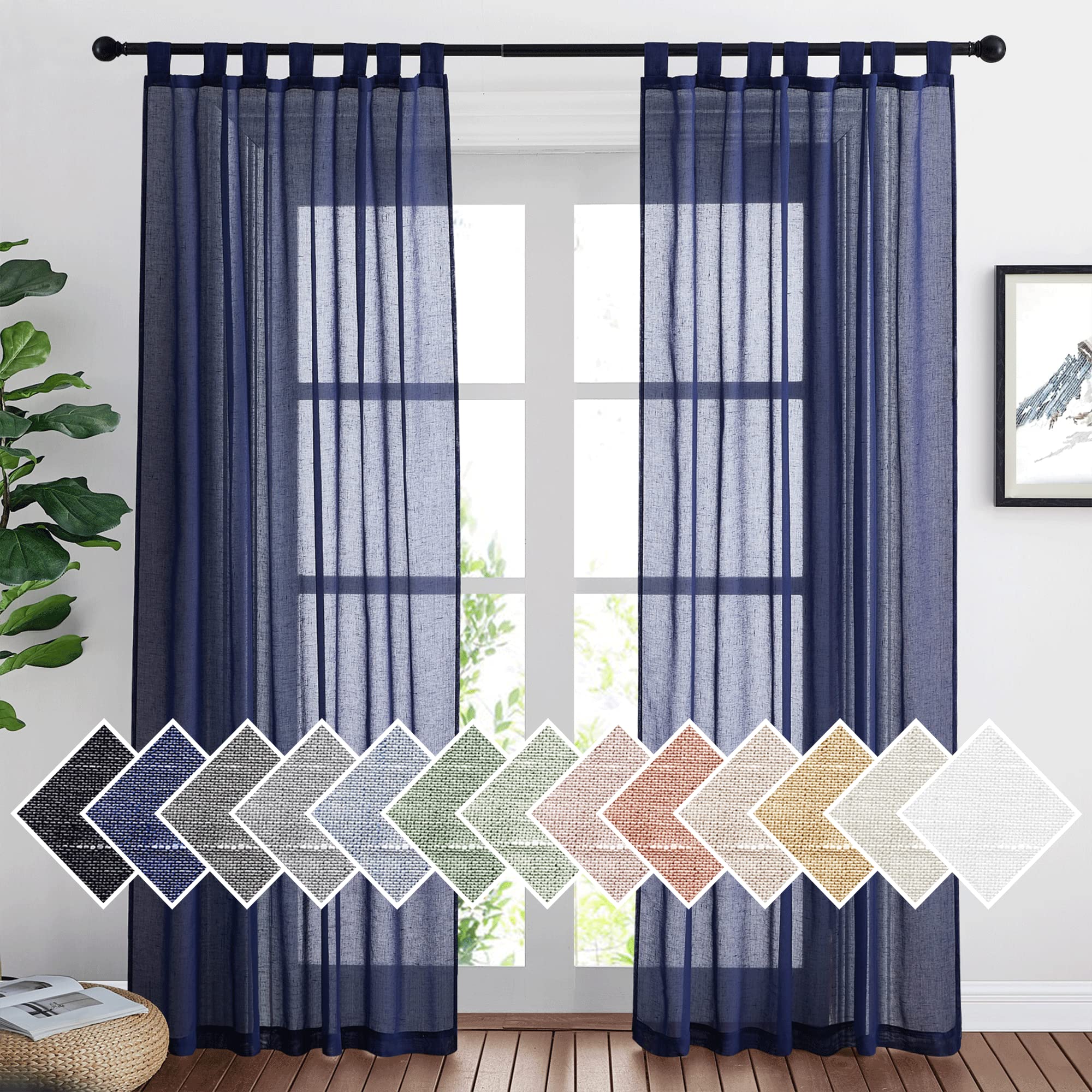 NICETOWN Semi Sheer Linen Curtains 84