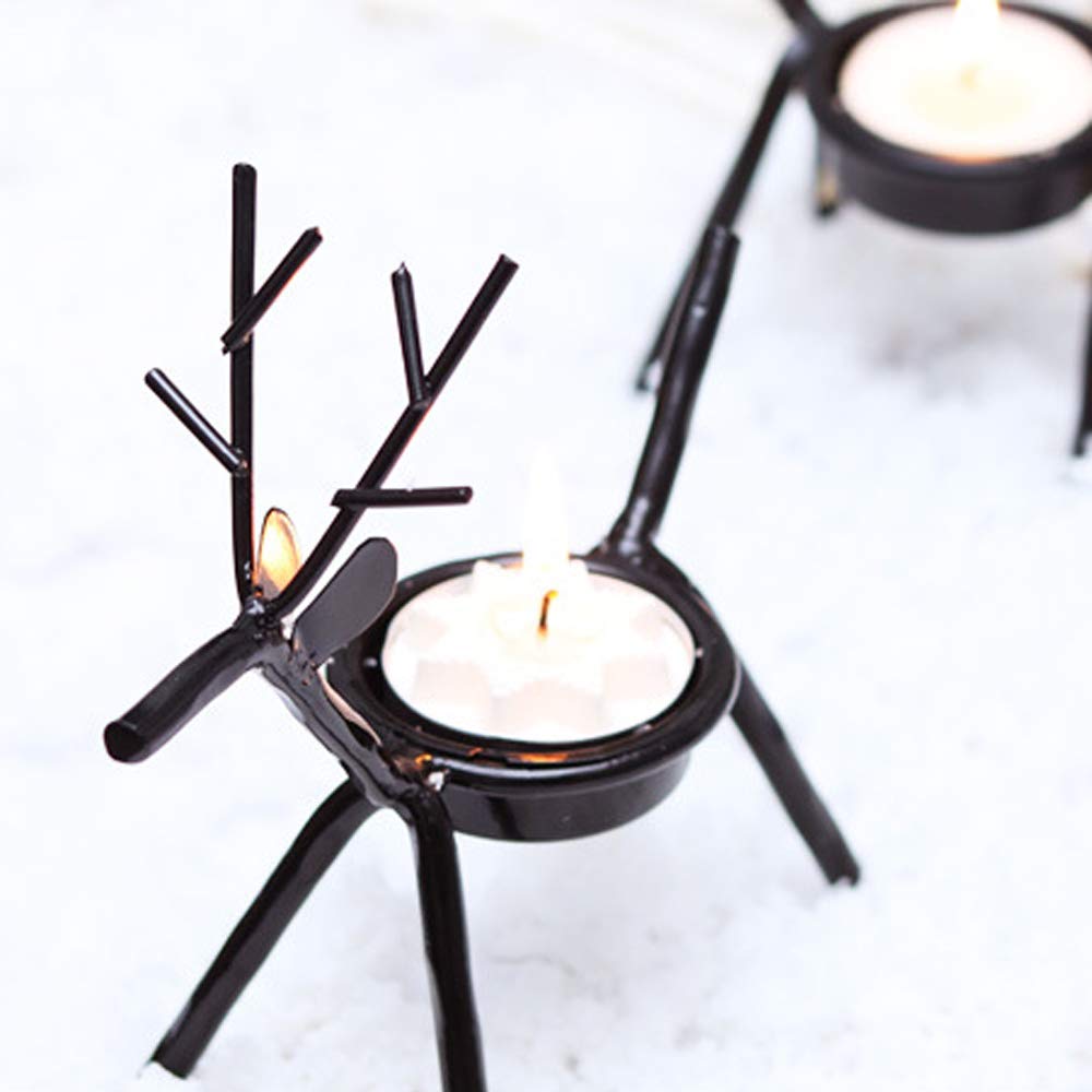 BestAlice 2 Pack Metal Reindeer Tealight Candle Holders - Christmas Holiday Decor for Table Centerpiece, Dinner Party, Fireplace Mantel & Winter Home Decoration
