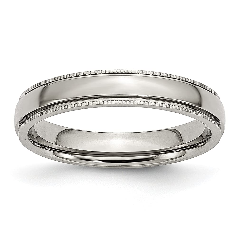 ICE CARATS 4mm Stainless Steel Grooved Beaded Wedding Band Ring - Classic Milgrain Beaded Jewelry for Women | Elegant Gift for Her, Anniversary & Bridal Jewelry