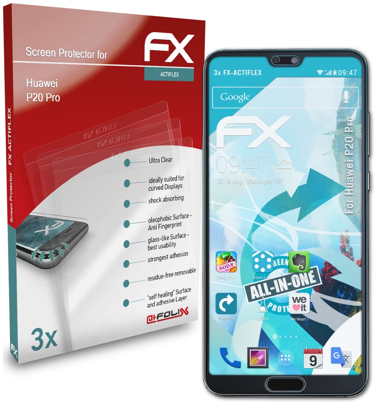 Ultra Clear Flexible Screen Protector for Huawei P20 Pro - 3 Pack HD Tempered Glass Film - Anti-Scratch & Bubble-Free for Daily Use, Gaming & Work Protection