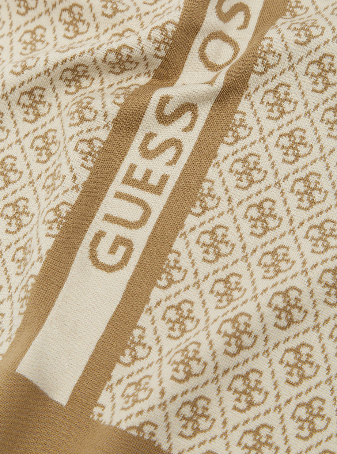 Beige Logo Knit Scarf for Women - Soft Winter Fashion Accessory - Perfect for Cold Weather & Stylish Outfits