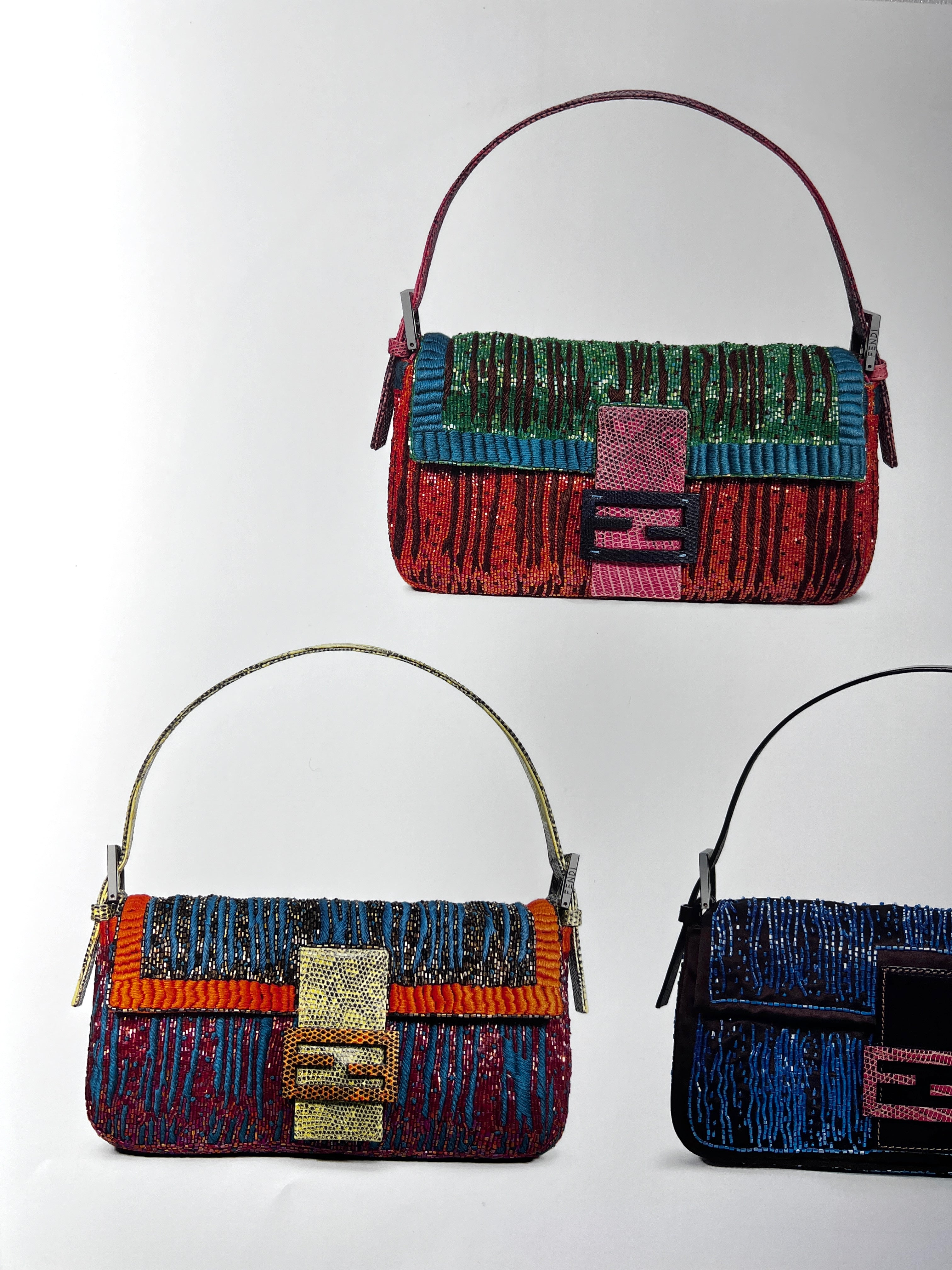 Fendi Multi-Color Lizard Skin Strap Baguette Bag - Luxury Designer Crossbody Purse for Women | Perfect for Parties, Date Nights & Special Occasions