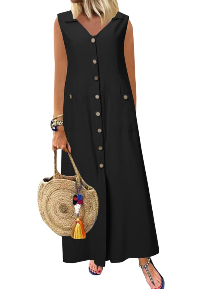 ZANZEA Women's Floral Print Boho Maxi Dress - Sleeveless Loose Fit Summer Long Dress for Beach, Party & Casual Wear | Perfect for Vacations, Outdoor Events & Everyday Style