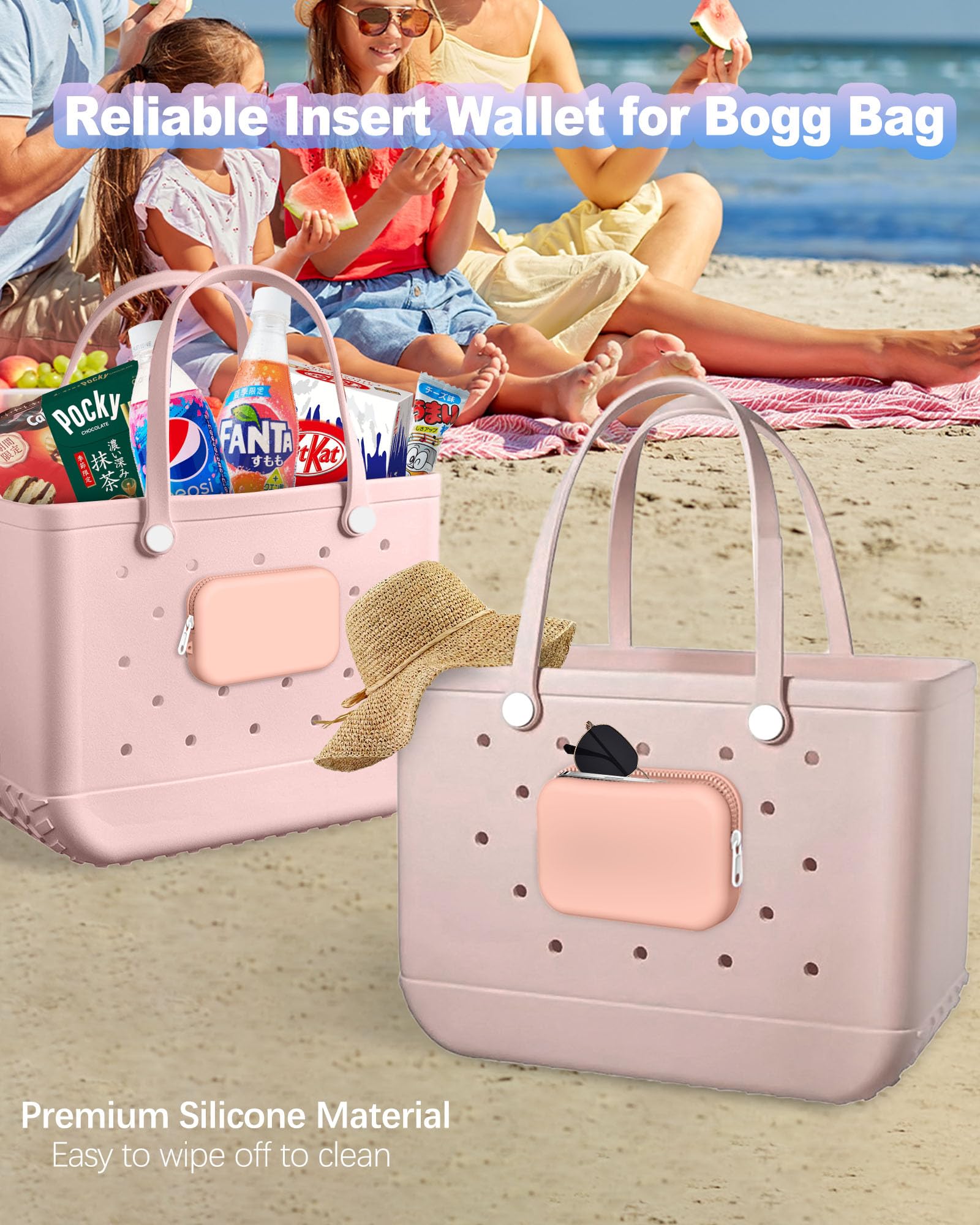**Silicone Phone Holder for Bogg Bag - Pink Beach Bag Accessory for iPhone & Android Phones - Perfect for Beach Trips, Poolside, and Outdoor Adventures**
