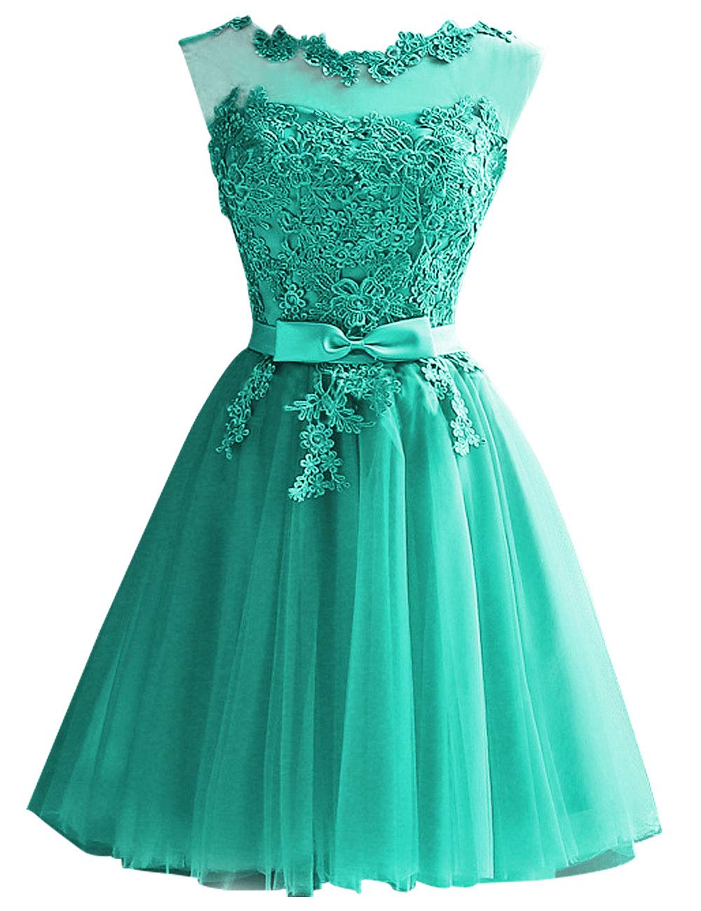Elegant Lace Short Prom Dresses for Homecoming - A-Line Tulle Cocktail Dresses with Bowknot | Perfect for School Dances, Parties & Special Occasions
